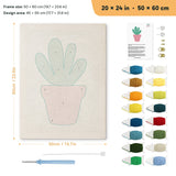 Pink Pot Succulent punch needle kit, 20 × 24 in (50 × 60 cm): canvas size and kit contents