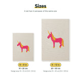 Size chart for the two mini canvas sizes: 6 x 8 in and 8 x 12 in