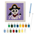 Pirate Skeleton punch needle kit: finished canvas with threads, punch needle and threader