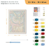 Pop Color Owl punch needle kit, 12 × 16 in (30 × 40 cm): canvas size and kit contents