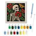 Poppy Skeleton punch needle kit: finished canvas with threads, punch needle and threader