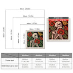 Size chart for square punch needle kits from 30 x 30 cm to 60 x 60 cm