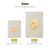 Size chart for the two mini canvas sizes: 6 x 8 in and 8 x 12 in