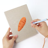 Punching a Potato and Onion mini canvas with the punch needle