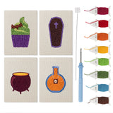 Potion and Cupcake mini punch needle kit set: four finished canvases with threads, punch needle and threader