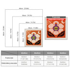 Size chart for square punch needle kits from 30 x 30 cm to 60 x 60 cm