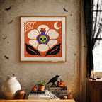 Finished Potion Flower punch needle canvas on a wall