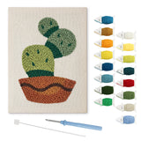 Prickly Pear Bowl punch needle kit: finished canvas with threads, punch needle and threader