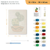 Prickly Pear Bowl punch needle kit, 12 × 16 in (30 × 40 cm): canvas size and kit contents
