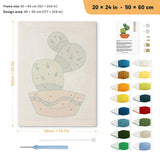 Prickly Pear Bowl punch needle kit, 20 × 24 in (50 × 60 cm): canvas size and kit contents