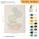 Prickly Pear Bowl punch needle kit, 24 × 32 in (60 × 80 cm): canvas size and kit contents