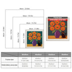 Size chart for square punch needle kits from 30 x 30 cm to 60 x 60 cm