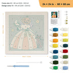 Pumpkin Bride punch needle kit, 24 × 24 in (60 × 60 cm): canvas size and kit contents