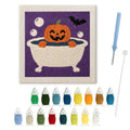 Pumpkin Bubble Bath punch needle kit: finished canvas with threads, punch needle and threader