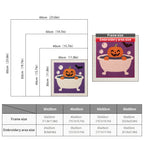 Size chart for square punch needle kits from 30 x 30 cm to 60 x 60 cm