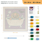 Pumpkin Bubble Bath punch needle kit, 24 × 24 in (60 × 60 cm): canvas size and kit contents