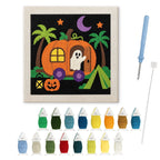 Pumpkin Camper Ghost punch needle kit: finished canvas with threads, punch needle and threader