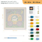 Pumpkin Carriage Ghost punch needle kit, 20 × 20 in (50 × 50 cm): canvas size and kit contents