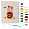 Pumpkin Cup Sundae punch needle kit: finished canvas with threads, punch needle and threader