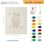 Pumpkin Cup Sundae punch needle kit, 16 × 20 in (40 × 50 cm): canvas size and kit contents