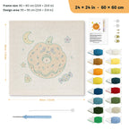 Pumpkin Donut punch needle kit, 24 × 24 in (60 × 60 cm): canvas size and kit contents