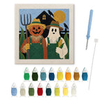 Pumpkin Farm Couple punch needle kit: finished canvas with threads, punch needle and threader