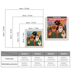 Size chart for square punch needle kits from 30 x 30 cm to 60 x 60 cm