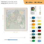 Pumpkin Farm Couple punch needle kit, 20 × 20 in (50 × 50 cm): canvas size and kit contents