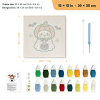 Pumpkin Hat Ghost punch needle kit, 12 × 12 in (30 × 30 cm): canvas size and kit contents