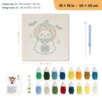 Pumpkin Hat Ghost punch needle kit, 16 × 16 in (40 × 40 cm): canvas size and kit contents