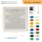 Pumpkin Head Cat punch needle kit, 24 × 24 in (60 × 60 cm): canvas size and kit contents