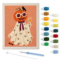 Pumpkin Head Toast punch needle kit: finished canvas with threads, punch needle and threader
