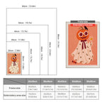 Size chart for punch needle kits from 20 x 30 cm to 60 x 80 cm