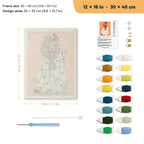 Pumpkin Head Toast punch needle kit, 12 × 16 in (30 × 40 cm): canvas size and kit contents