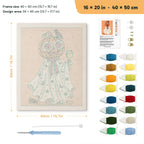 Pumpkin Head Toast punch needle kit, 16 × 20 in (40 × 50 cm): canvas size and kit contents