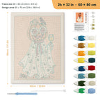 Pumpkin Head Toast punch needle kit, 24 × 32 in (60 × 80 cm): canvas size and kit contents