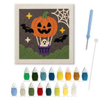 Pumpkin Hot Air Balloon punch needle kit: finished canvas with threads, punch needle and threader