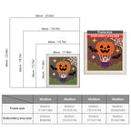 Size chart for square punch needle kits from 30 x 30 cm to 60 x 60 cm