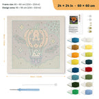 Pumpkin Hot Air Balloon punch needle kit, 24 × 24 in (60 × 60 cm): canvas size and kit contents