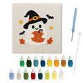 Pumpkin Hug Ghost punch needle kit: finished canvas with threads, punch needle and threader