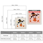 Size chart for square punch needle kits from 30 x 30 cm to 60 x 60 cm