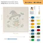 Pumpkin Hug Ghost punch needle kit, 24 × 24 in (60 × 60 cm): canvas size and kit contents