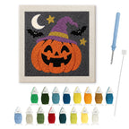 Pumpkin in a Purple Hat punch needle kit: finished canvas with threads, punch needle and threader
