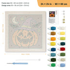 Pumpkin in a Purple Hat punch needle kit, 24 × 24 in (60 × 60 cm): canvas size and kit contents