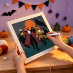 Punching the Pumpkin Parade design with the punch needle