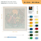 Pumpkin Parade punch needle kit, 24 × 24 in (60 × 60 cm): canvas size and kit contents
