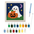 Pumpkin Patch Ghost punch needle kit: finished canvas with threads, punch needle and threader