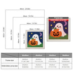 Size chart for square punch needle kits from 30 x 30 cm to 60 x 60 cm