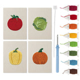 Pumpkin Pepper Patch mini punch needle kit set: four finished canvases with threads, punch needle and threader