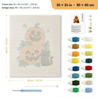 Pumpkin Stack and Cat punch needle kit, 20 × 24 in (50 × 60 cm): canvas size and kit contents